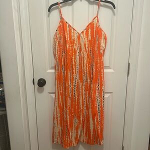 Orange multi-color Block Midi Dress. (NIP)